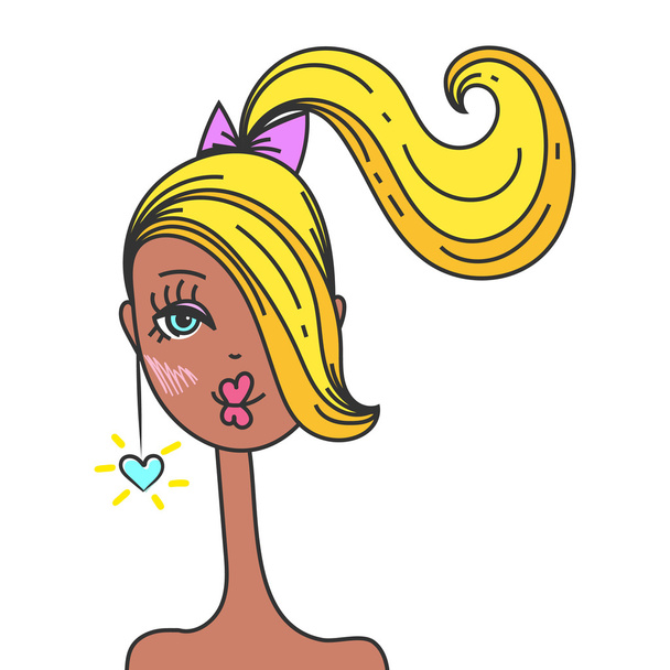 face glamorous girl cartoon - Vector, afbeelding