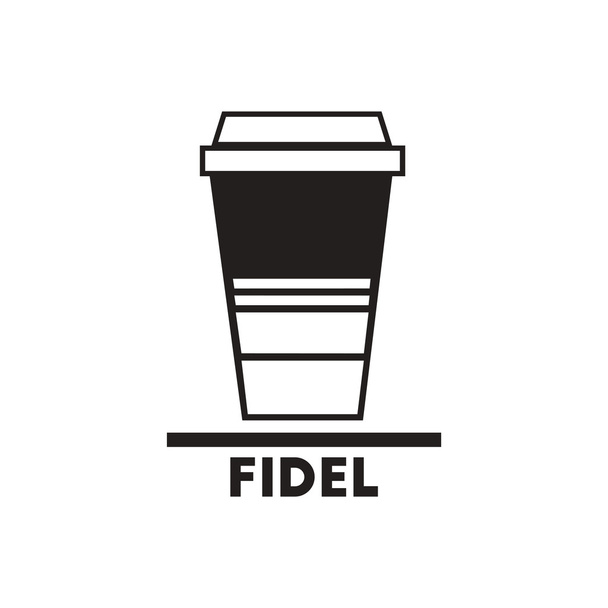 schwarzes Vektor-Symbol auf weißem Hintergrund fidel coffee to go - Vektor, Bild