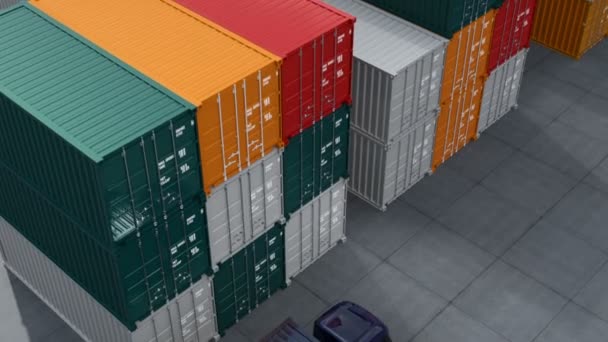 Zwarte vrachtwagen in Containerhaven - Video