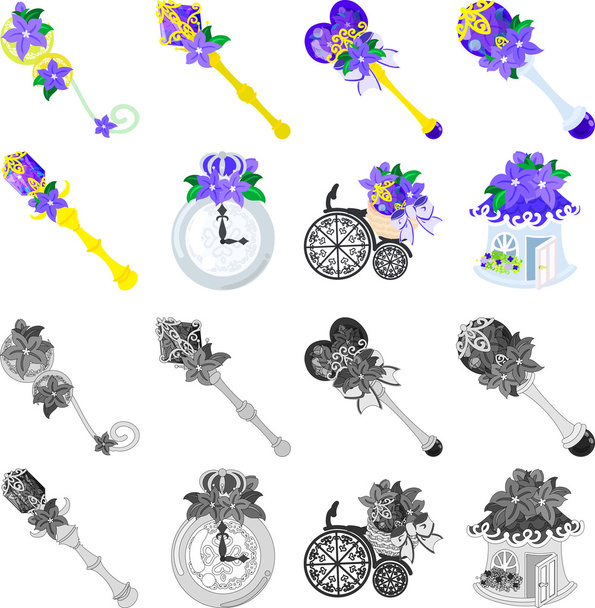 The icons of purple flower objects - Vector, Image