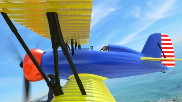 Biplan volant dans le ciel - Séquence, vidéo