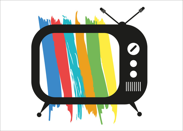 Retro Tv s testem stylizované barevné pruhy - Vektor, obrázek
