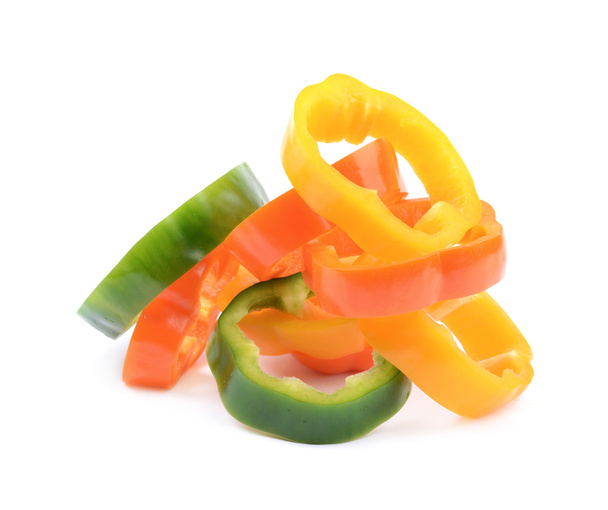Colorful pile of bell pepper slices - Fotoğraf, Görsel