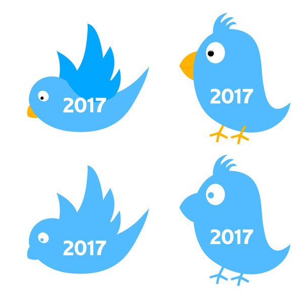 Rooster tarjeta de felicitación de Año Nuevo icono azul
 - Vector, imagen