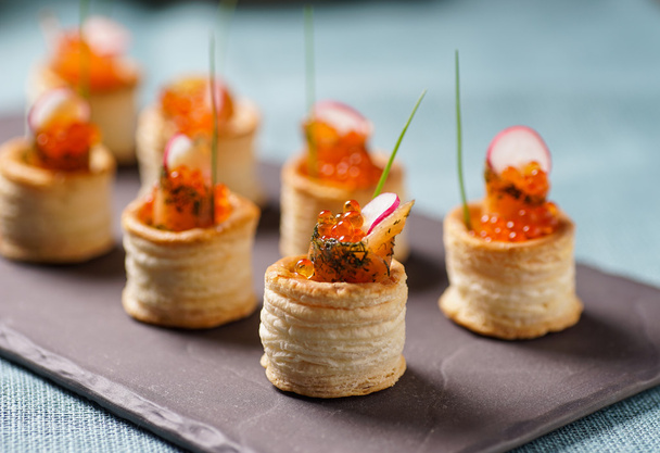 Delicious graved salmon appetizers - Photo, Image