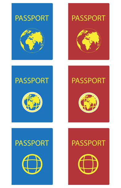 Set of passports red and blue - Vector, Image