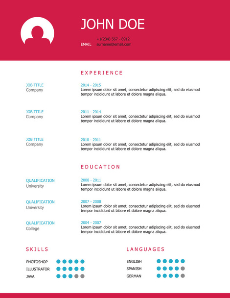 Professional simple styled resume template - Vector, Image
