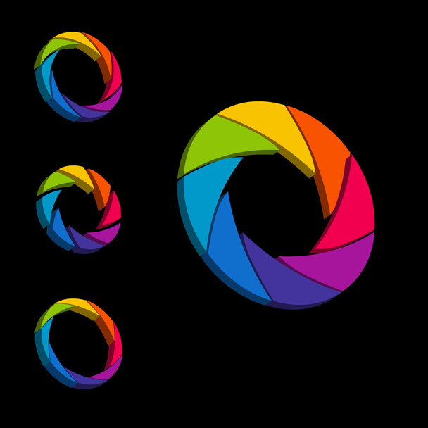 Shutter, Aperture color and white wheel. 3D logo. Isometric - Vector, Image