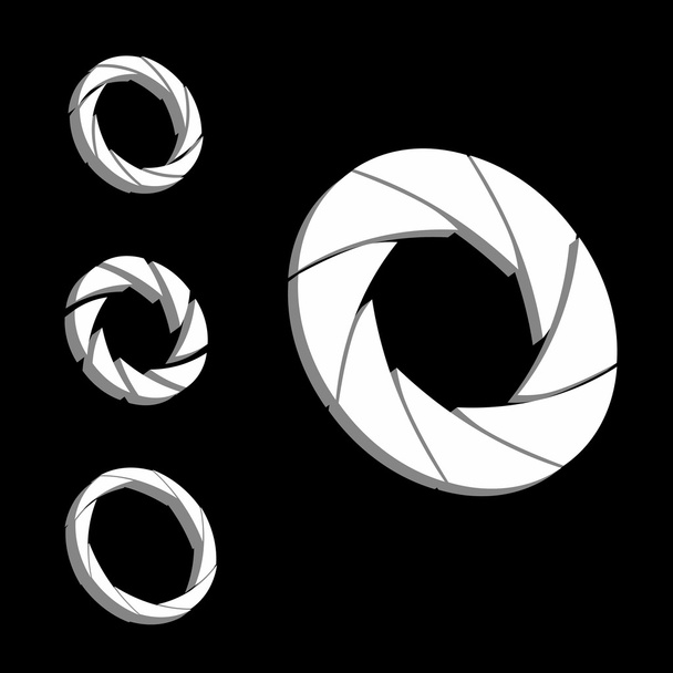 Obturador, color de abertura y rueda blanca. Logo 3D. Isométrico
 - Vector, imagen