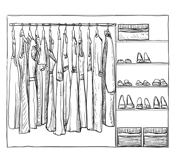 Hand drawn wardrobe sketch - Vector, afbeelding