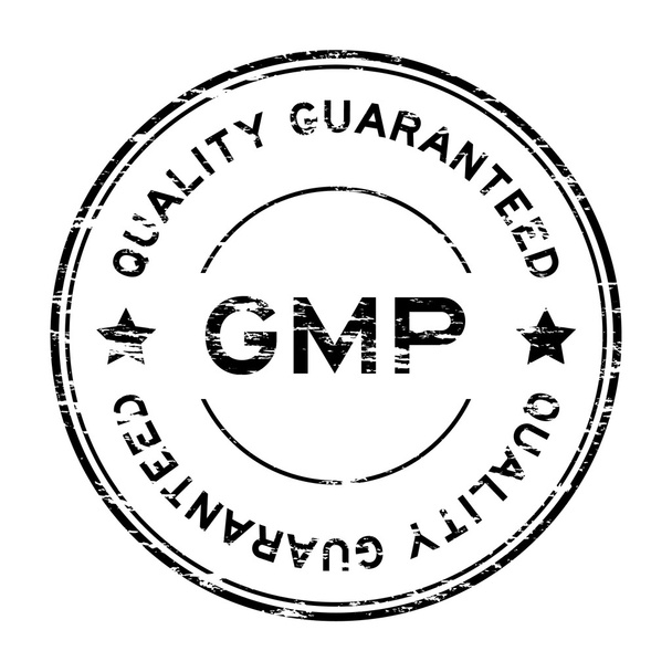 Nieczysty czarny Gmp (dobra manufacuturing pracice) i jakości guara - Wektor, obraz