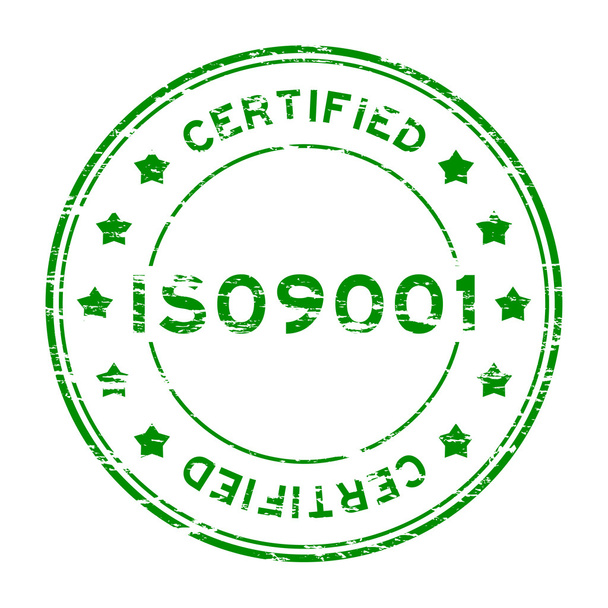 Grunge vert ISO9001 certifié avec tampon en caoutchouc étoile
 - Vecteur, image