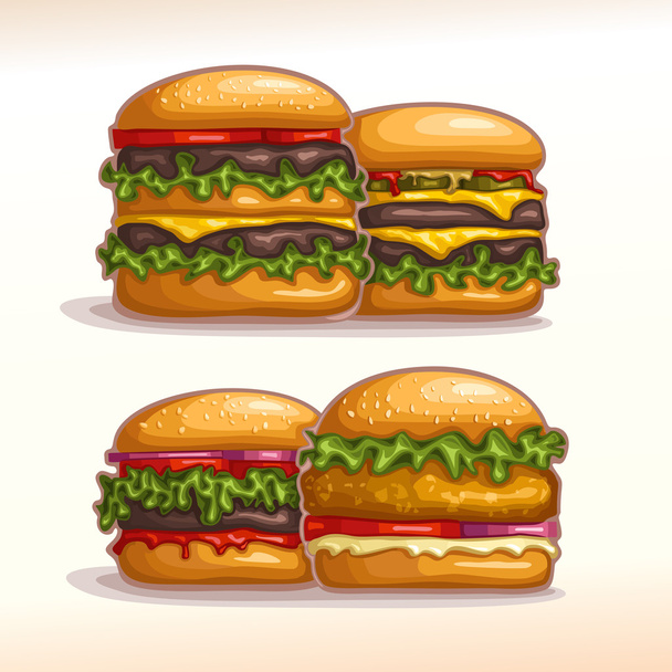 Vektör logosu vitrin ekran için burger seti - Vektör, Görsel