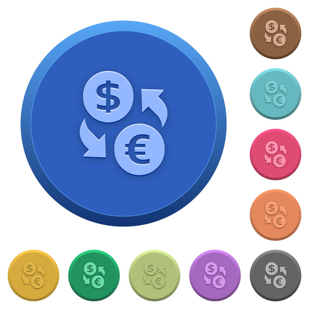 Embossed dollar euro exchange buttons - Vector, Image