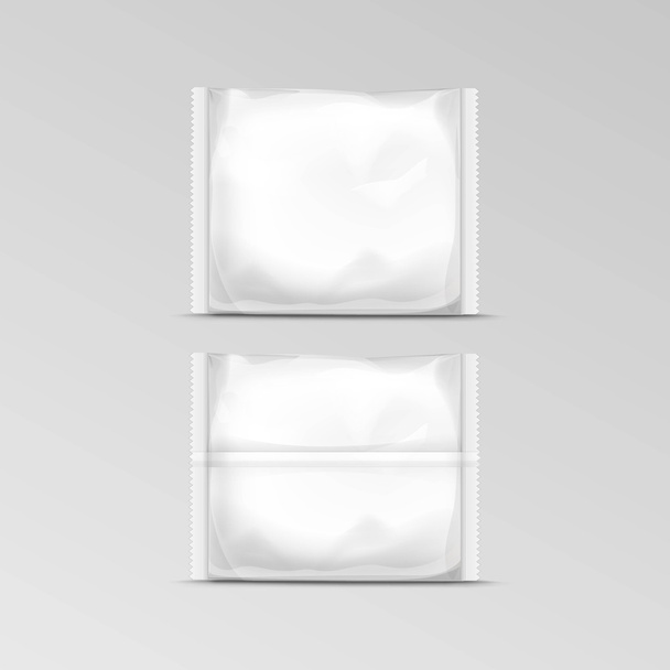Vektori vaakasuora suljettu tyhjä läpinäkyvä muovipussi pakkauksen suunnittelu lähikuva eristetty valkoisella taustalla
 - Vektori, kuva