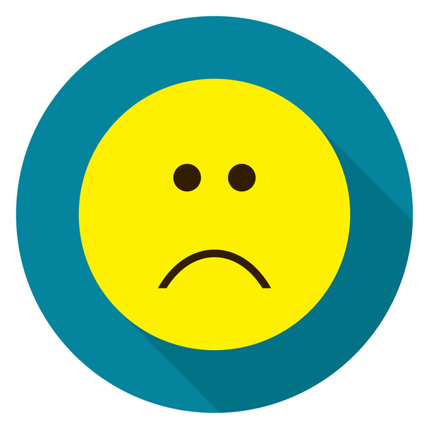 Emoticon sad face. Sad emoji. Isolated vector illustration on white background. Emoji longshadow icon. - Vector, Image