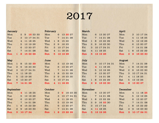 Kalendarz roku 2017 - Stany Zjednoczone Ameryki - Zdjęcie, obraz