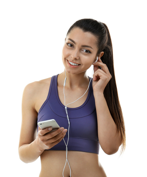 fitness woman listening to music - Zdjęcie, obraz