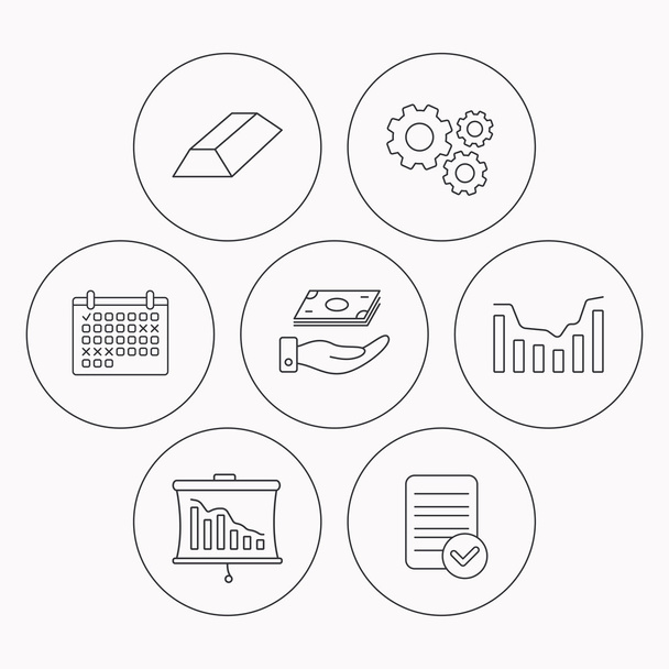 Save money, dynamics chart and statistics icons. - Vector, Imagen