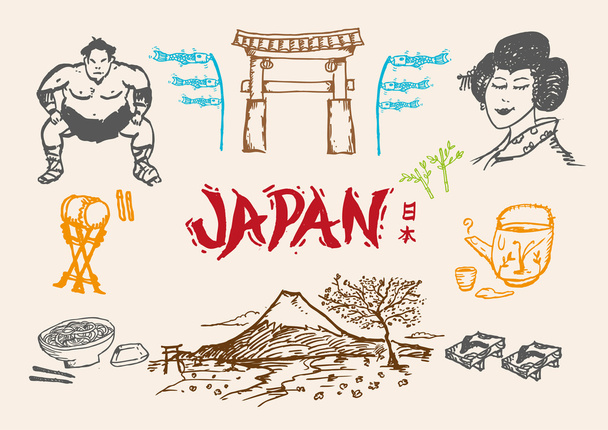 Japón Colección cultural de bocetos a mano 3
. - Vector, Imagen
