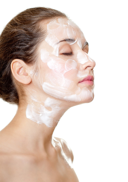 woman cares for face skin - Foto, imagen