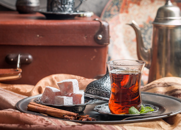 Turkish tea and  delight - Photo, Image