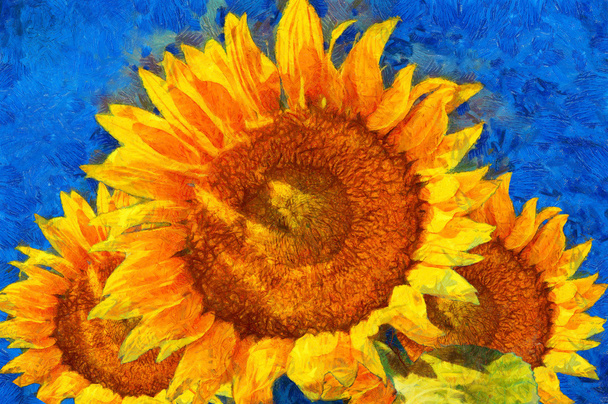 Sunflowers.Digital taklit post Empresyonizm yağlı boya. - Fotoğraf, Görsel