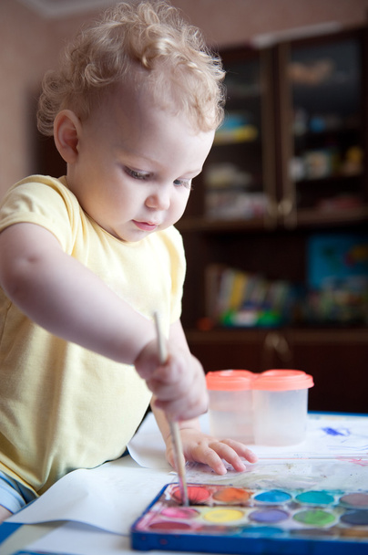 Baby painting at home - Fotó, kép