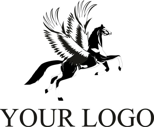 Pegasus horse vector logo design isolated on white - Vector, Image