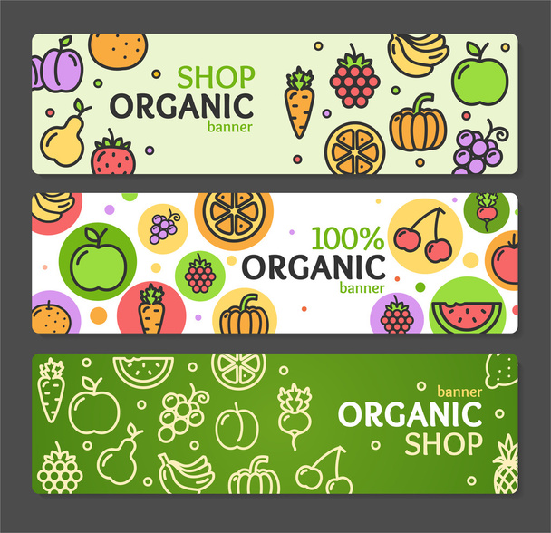 Eco Shop Banner Horizontal Set. Vector - Vector, afbeelding