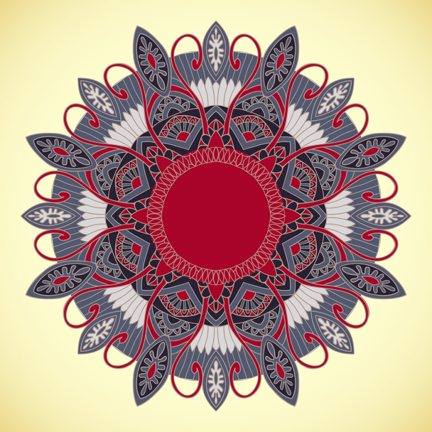 Ornamental round lace in ethnic style - ベクター画像