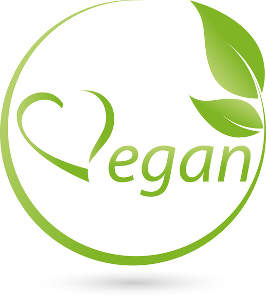 Vegetarisches Símbolo, Blatt, Vegan, Herz
 - Vetor, Imagem