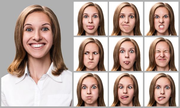 femme avec différentes expressions faciales
 - Photo, image