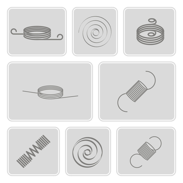 Set di icone monocromatiche con molle
  - Vettoriali, immagini