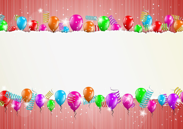 backgroud with balloons and torn paper - Vector, Image