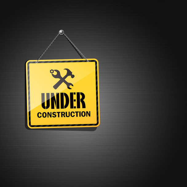 Under construction sign hanging with chain background - Vector, Image