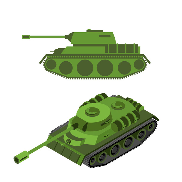 Tank isometrisch auf weißem Hintergrund. Armeetechnik. Panzerfeule - Vektor, Bild