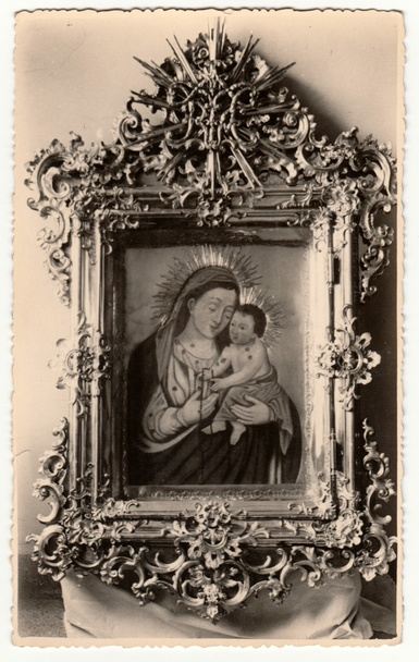 Foto vintage mostra uma imagem religião / ícone. Símbolo Cristianismo. Retro preto & fotografia branca
. - Foto, Imagem