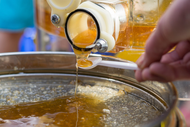 Taste of fresh honey - closeup - Photo, Image