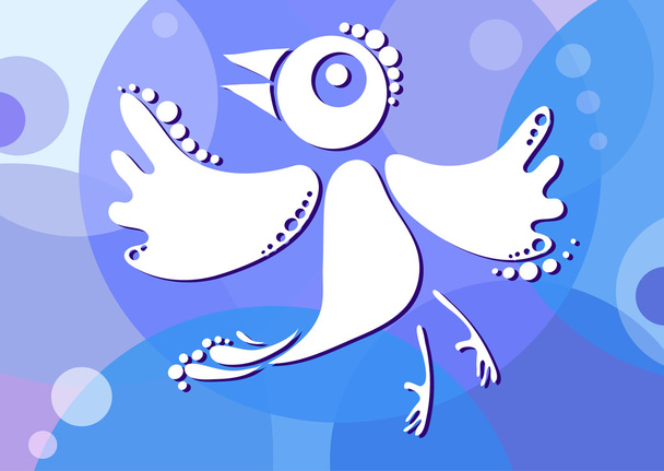 Vector illustration of white bird on blue background - Vector, Imagen