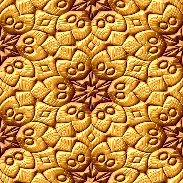 arany műanyag virág és csillag geometriai varrat nélküli mintát textúra háttér - Fotó, kép