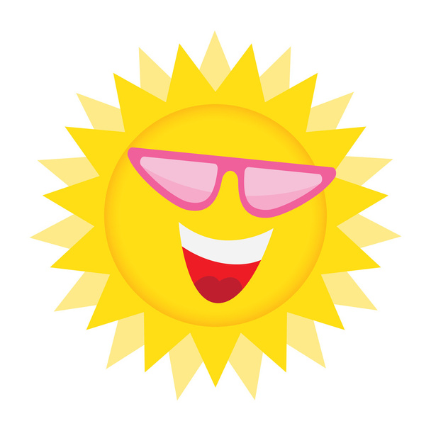 Sun Face with sunglasses and Happy Smile. - Vektor, Bild