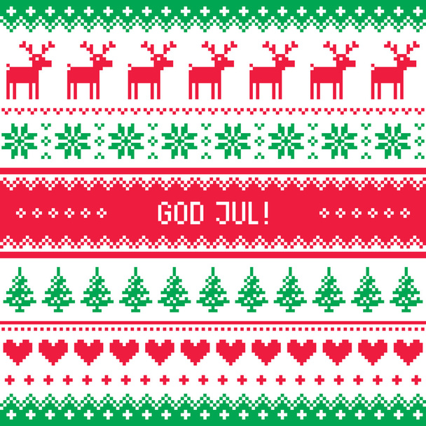 God Jul pattern - Merry Christmas in Swedish, Danish or Norwegian - Vector, Image