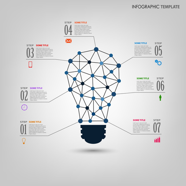 Info graphic with design abstract light bulb template - Vector, Image