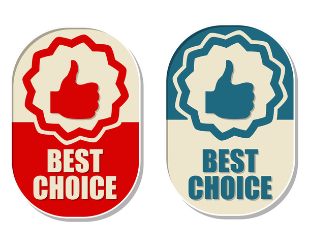 best choice and thumb up signs, two elliptical labels, vector - Vector, Image
