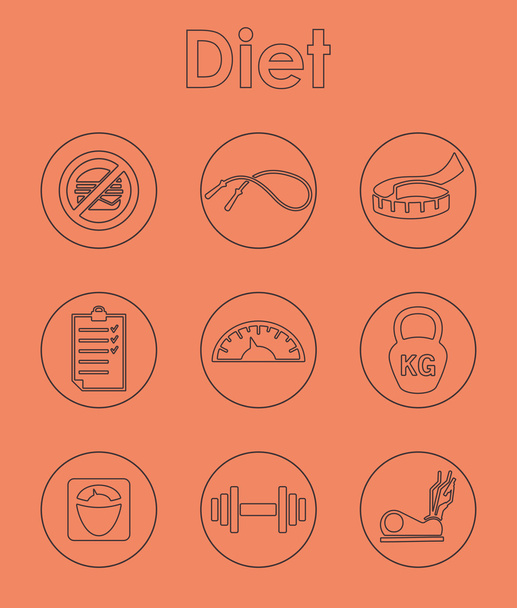 Zestaw prostych ikon dieta - Wektor, obraz