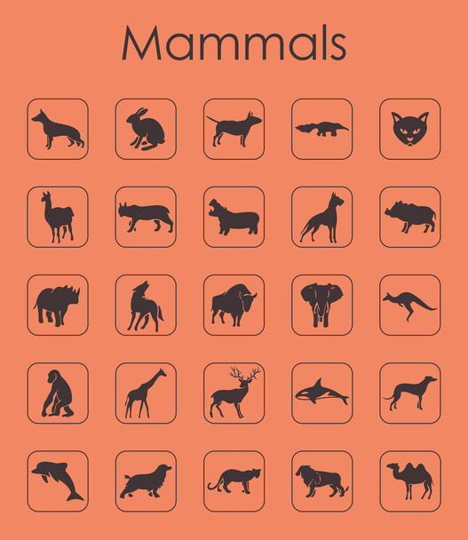 Az emlősök egyszerű ikonok - Vektor, kép