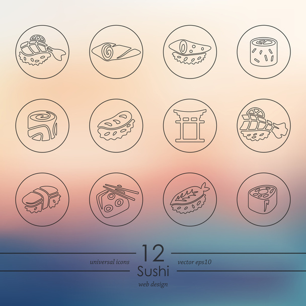 Set of sushi icons - Vector, Image