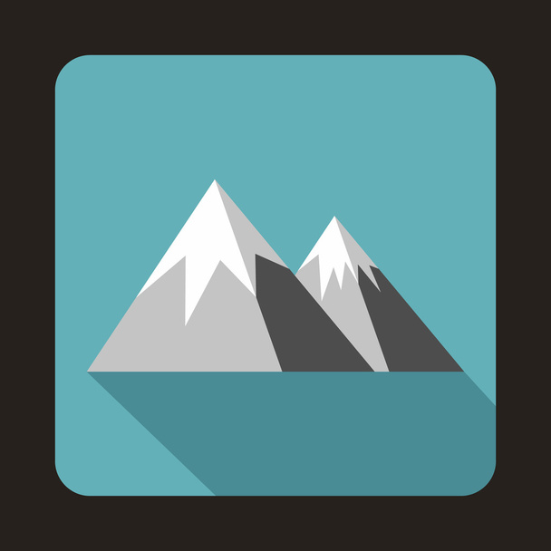 Mountains with snow icon, flat style - ベクター画像