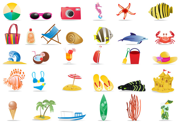 Iconos de verano - Vector, imagen